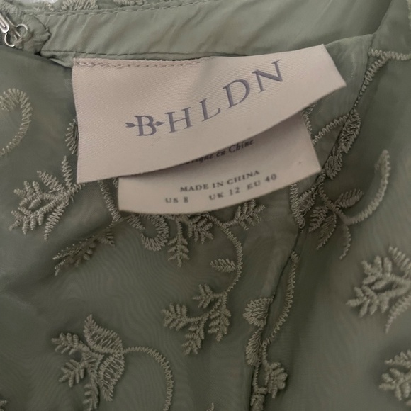 BHLDN (Anthropologie) Sage Green Embroidered Maxi Dress – Size 8 - Picture 4 of 5